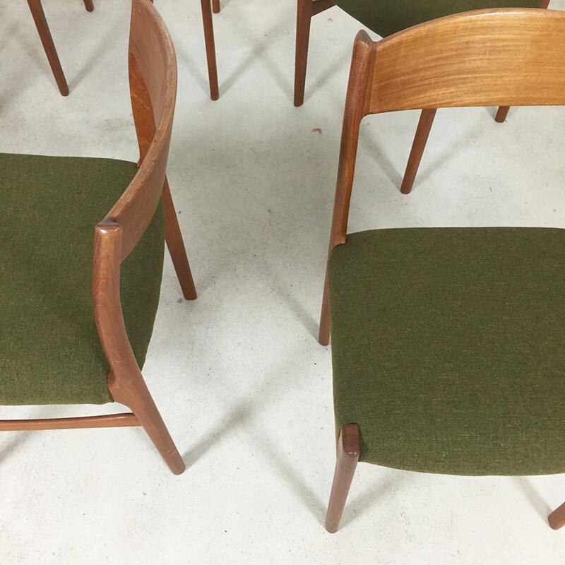 Suite de 6 chaises à repas vintage scandinaves vertes Glyncore - 1960