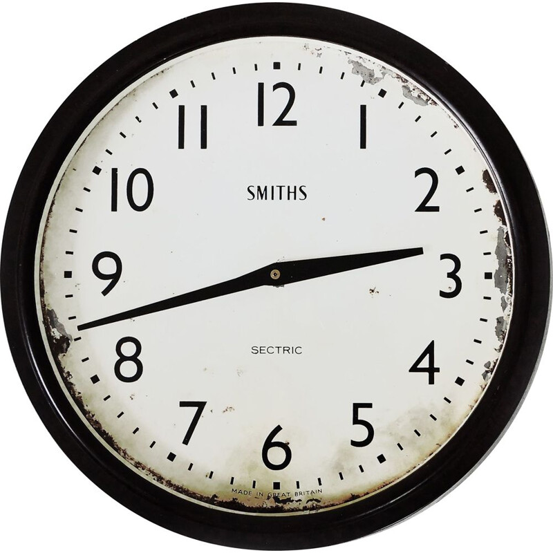 Orologio da parete vintage al quarzo in bachelite di Smiths Sectric, Regno Unito 1930