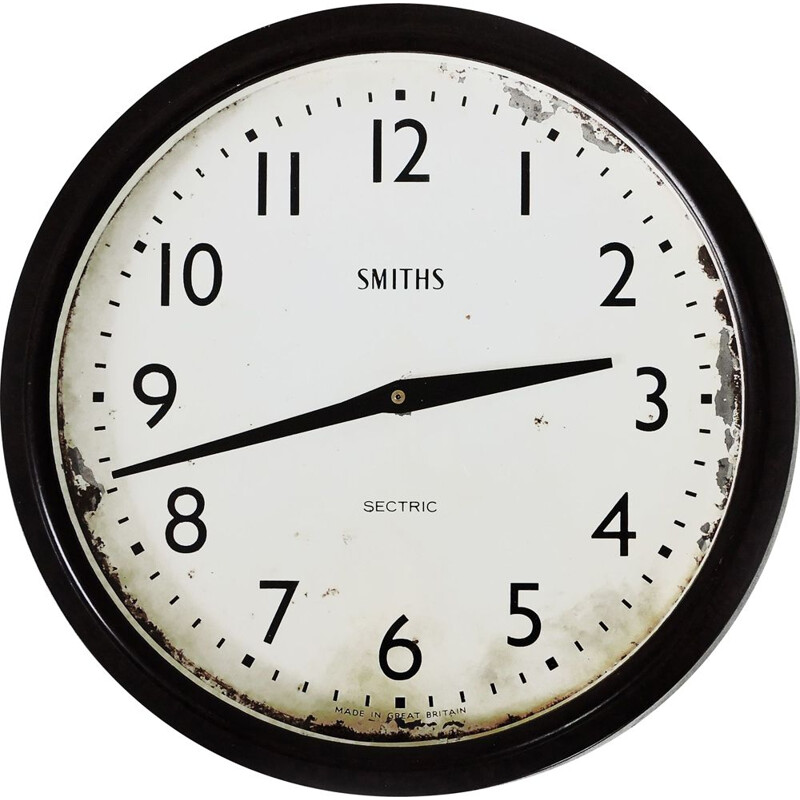 Reloj de pared vintage de cuarzo y baquelita de Smiths Sectric, Reino Unido 1930