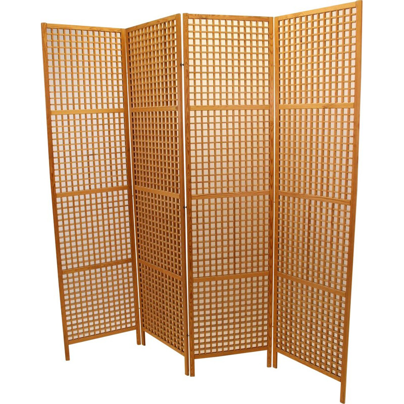 Vintage Folding screen room divider made of teak