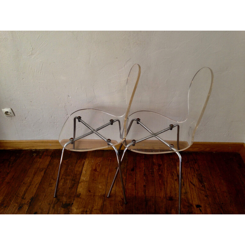 Duo de chaises vintage en plexiglas