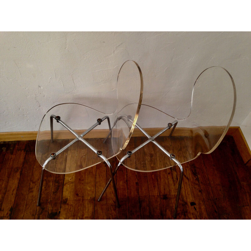 Duo de chaises vintage en plexiglas