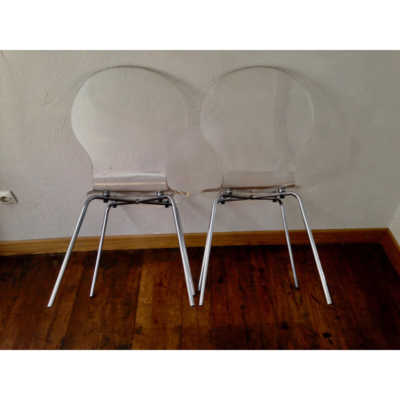 Duo de chaises vintage en plexiglas