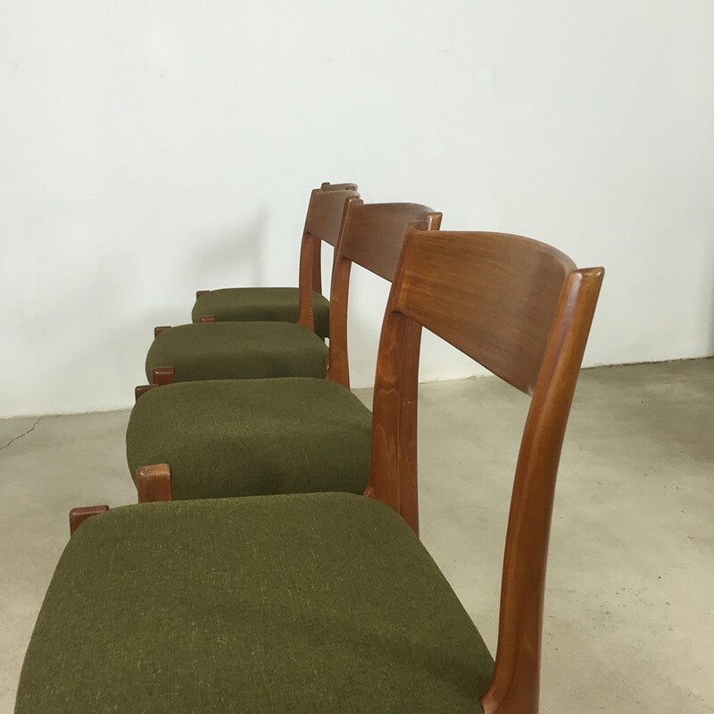 Set of 6 Glyncore Scandinavian green dining chairs - 1960s