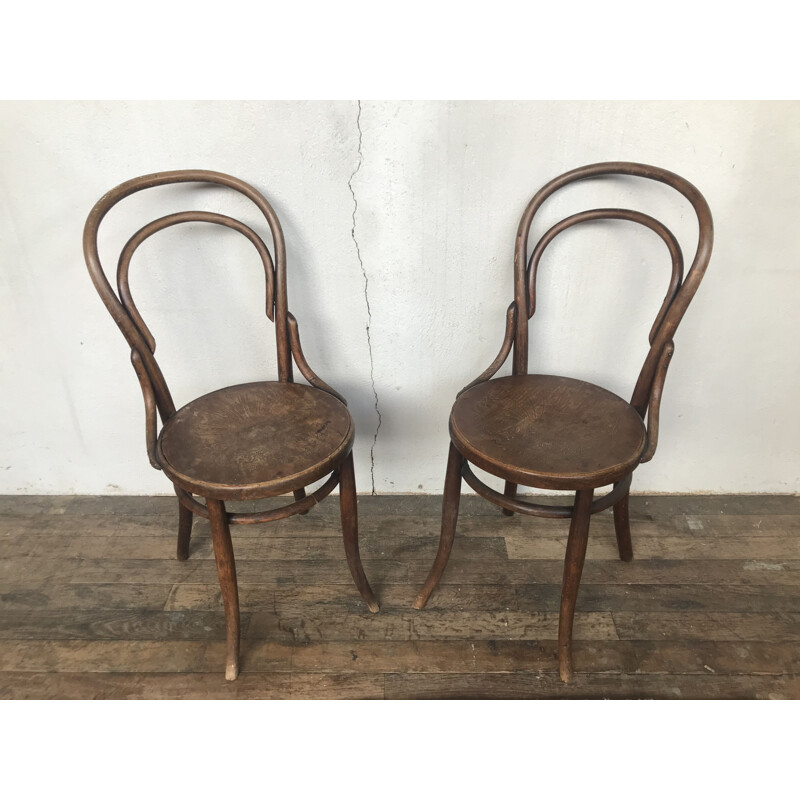 Paire de chaises vintage Thonet bois courbé 1950