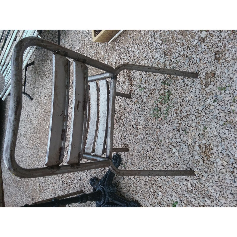 Vintage bistro set with metal tray and 2 metal chairs