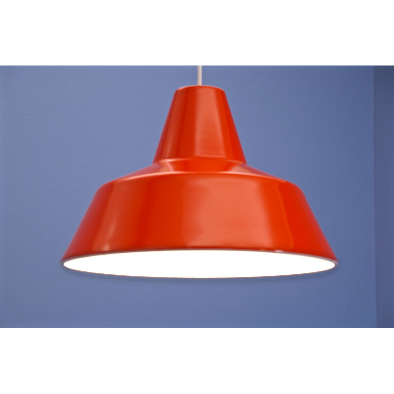 Vintage hanging lamp in red by Louis Poulsen, Danish 1970s