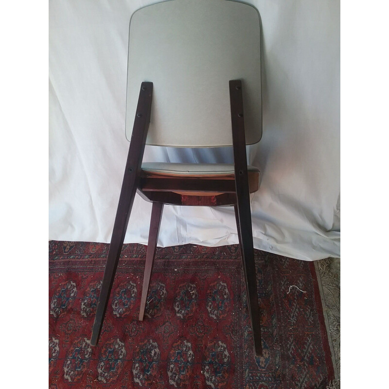 4 vintage chairs in light grey leatherette