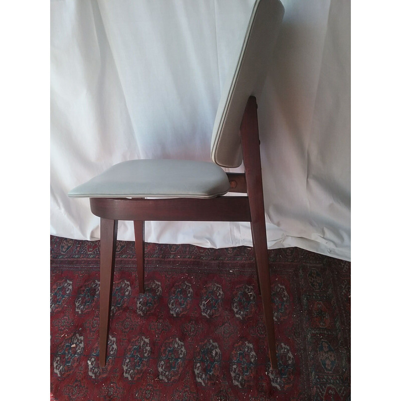 4 vintage chairs in light grey leatherette