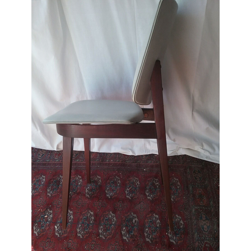 4 cadeiras vintage em Skaï cinzento claro