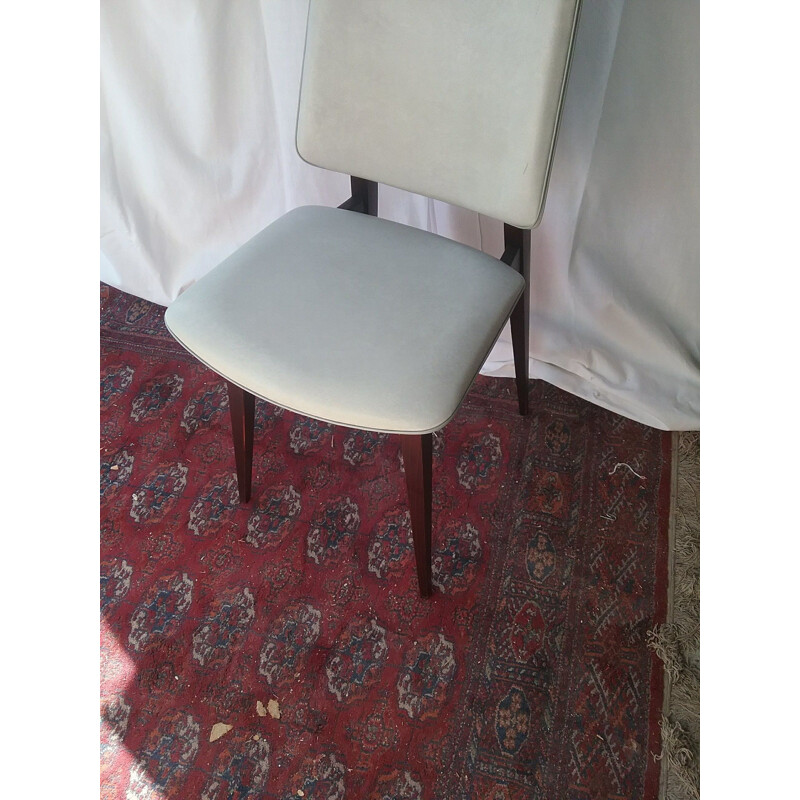 4 chaises vintage en Skaï gris clair