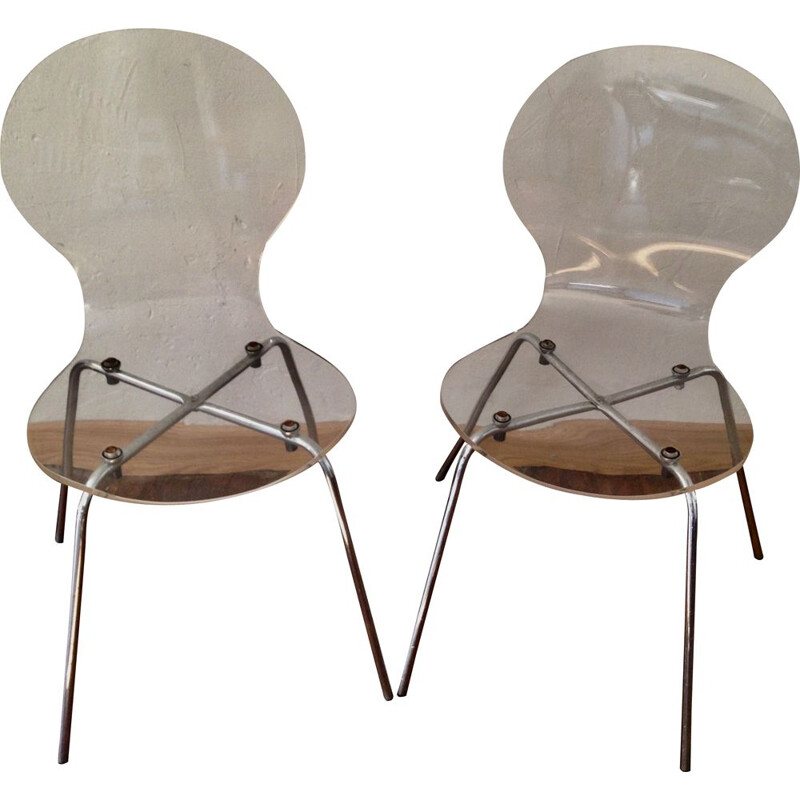 Duo de chaises vintage en plexiglas