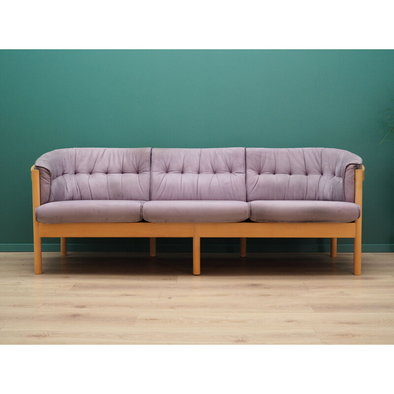 Vintage grey velour sofa Danish 1970	