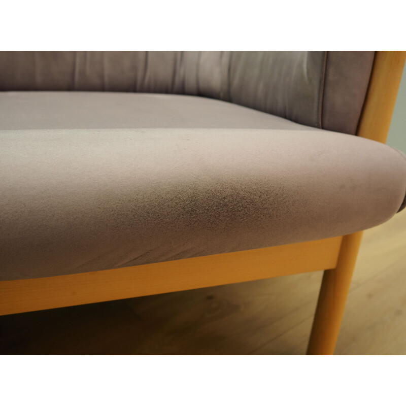 Vintage grey velour sofa Danish 1970	