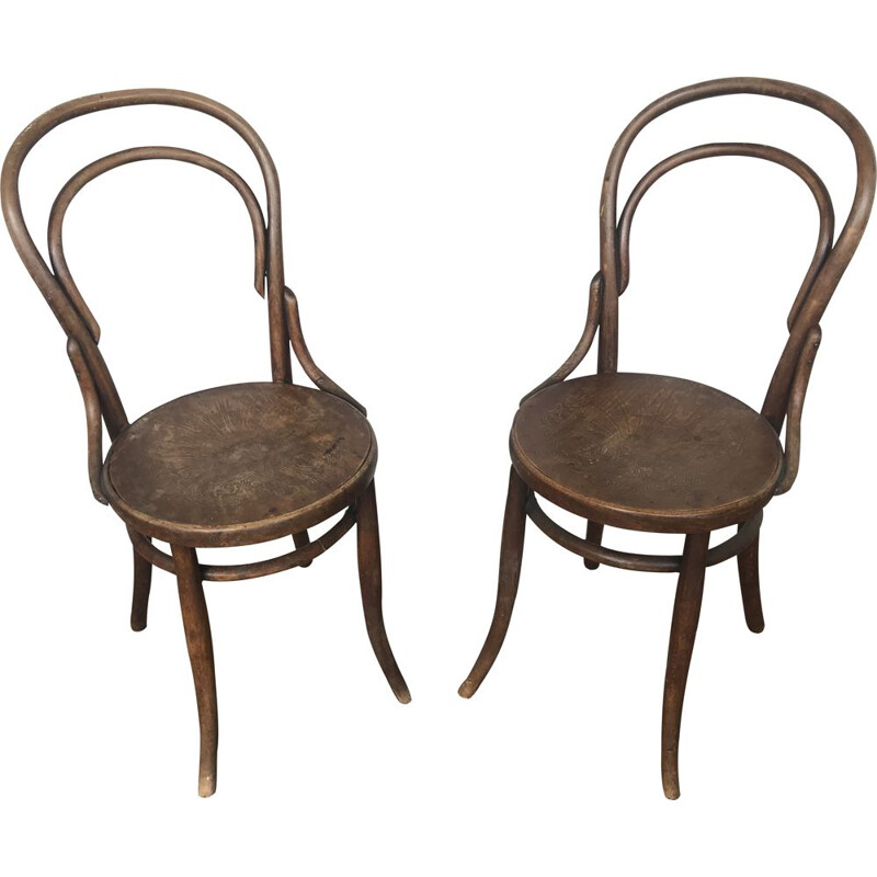 Paire de chaises vintage Thonet bois courbé 1950