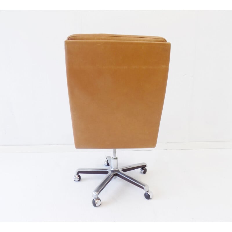 Vintage caramel leather office chair by ES Eugen Schmidt 1960s