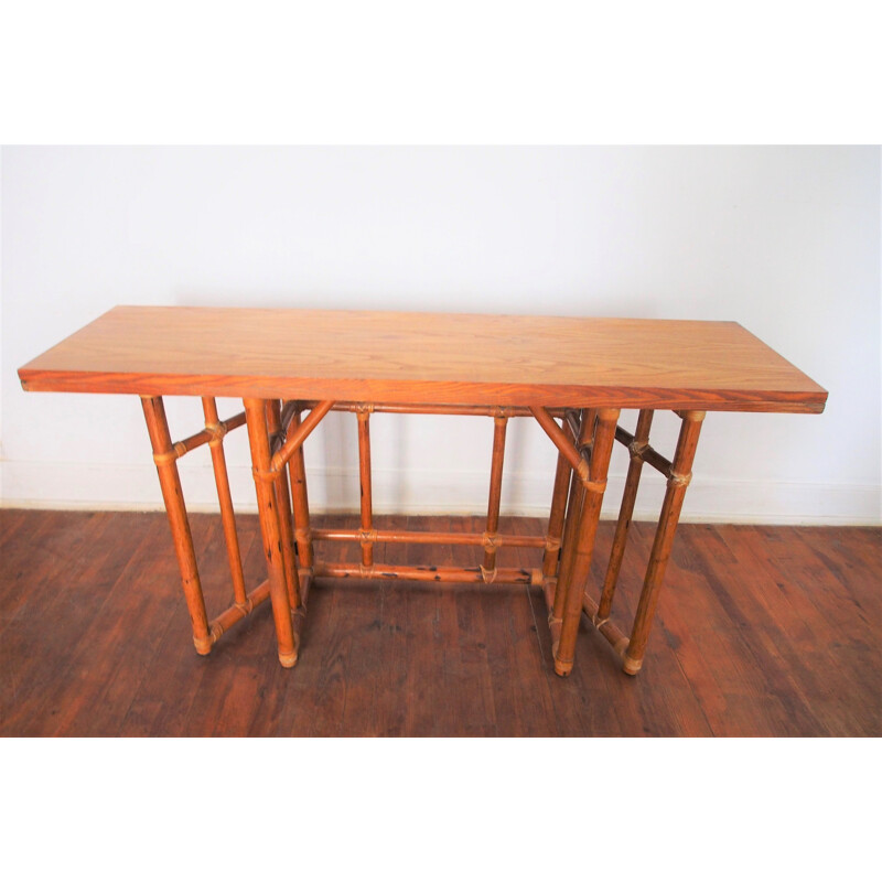 Table console vintage bambou 1950