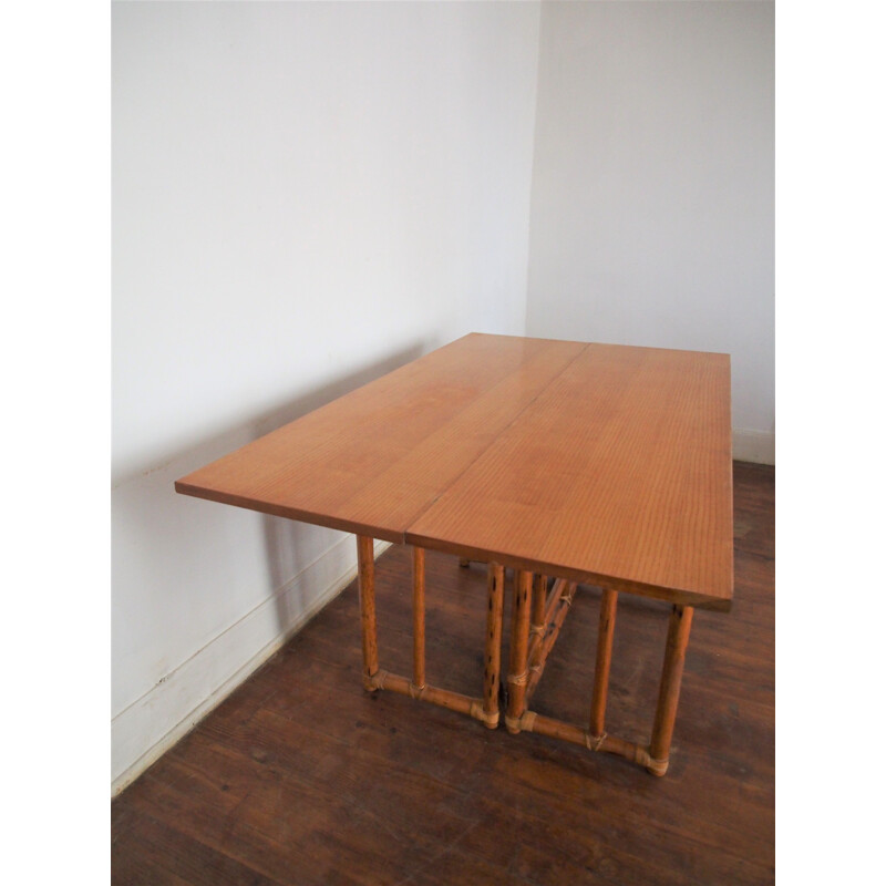 Table console vintage bambou 1950