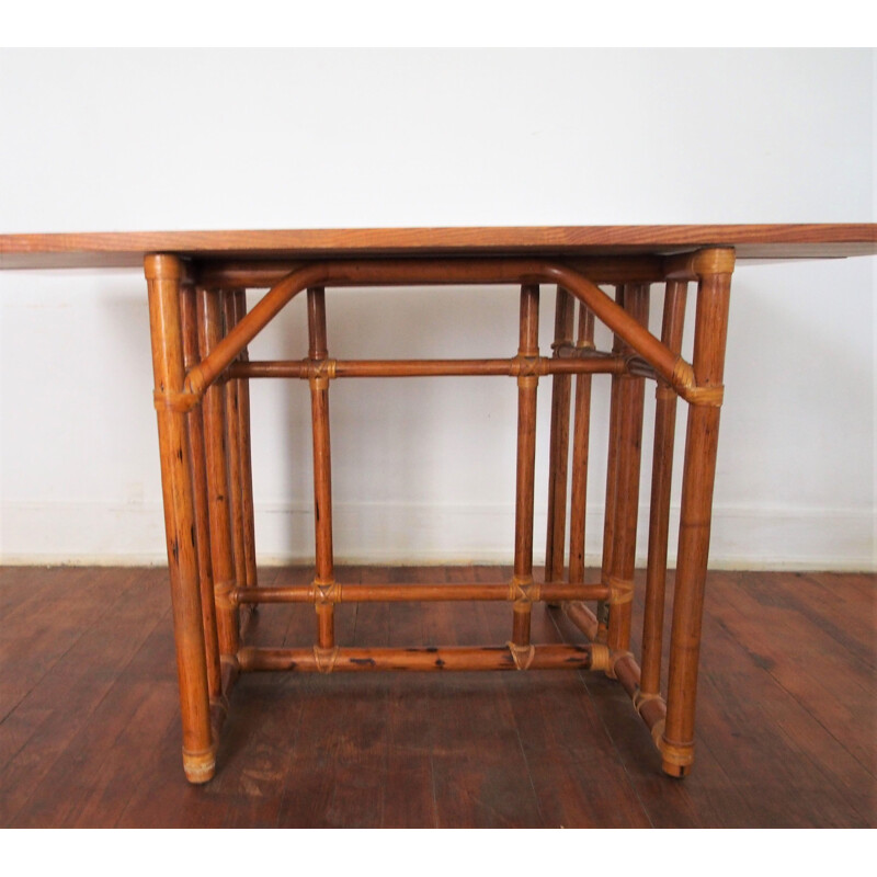 Vintage bamboo console table 1950