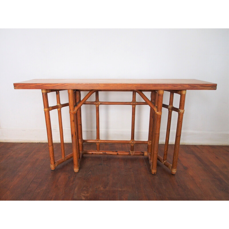 Vintage bamboo console table 1950