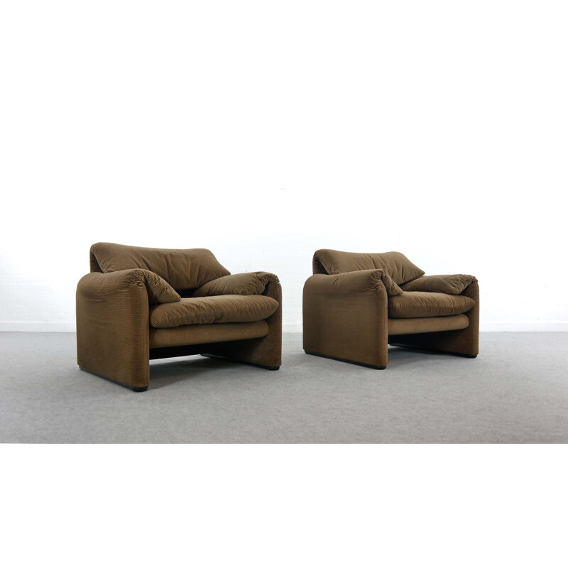 Paire de fauteuils Maralunga de Cassina, Italie 1973