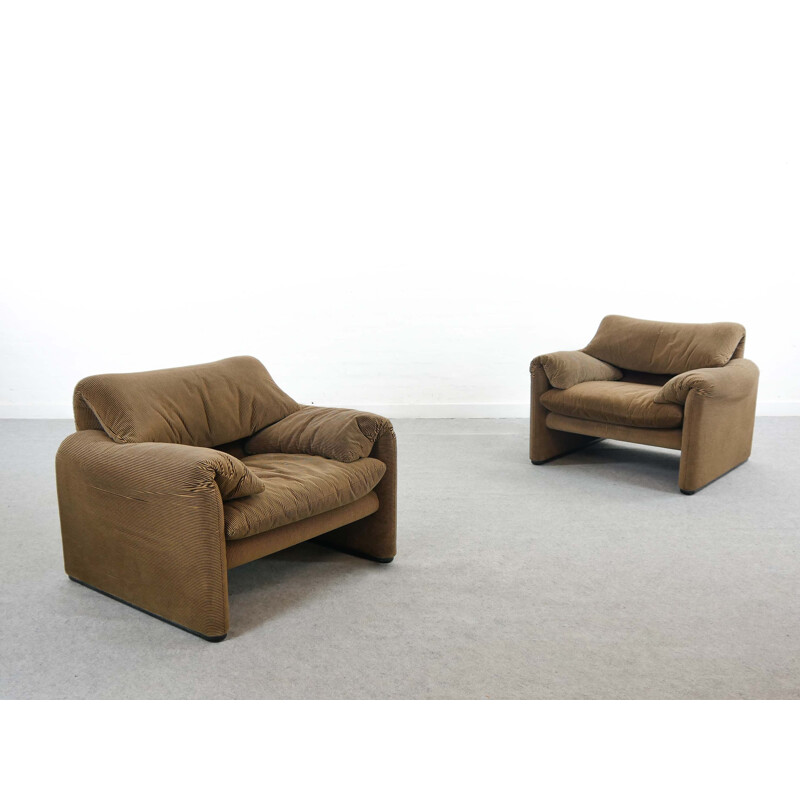 Pair of Maralunga Loungechairs by Cassina, Italy 1973