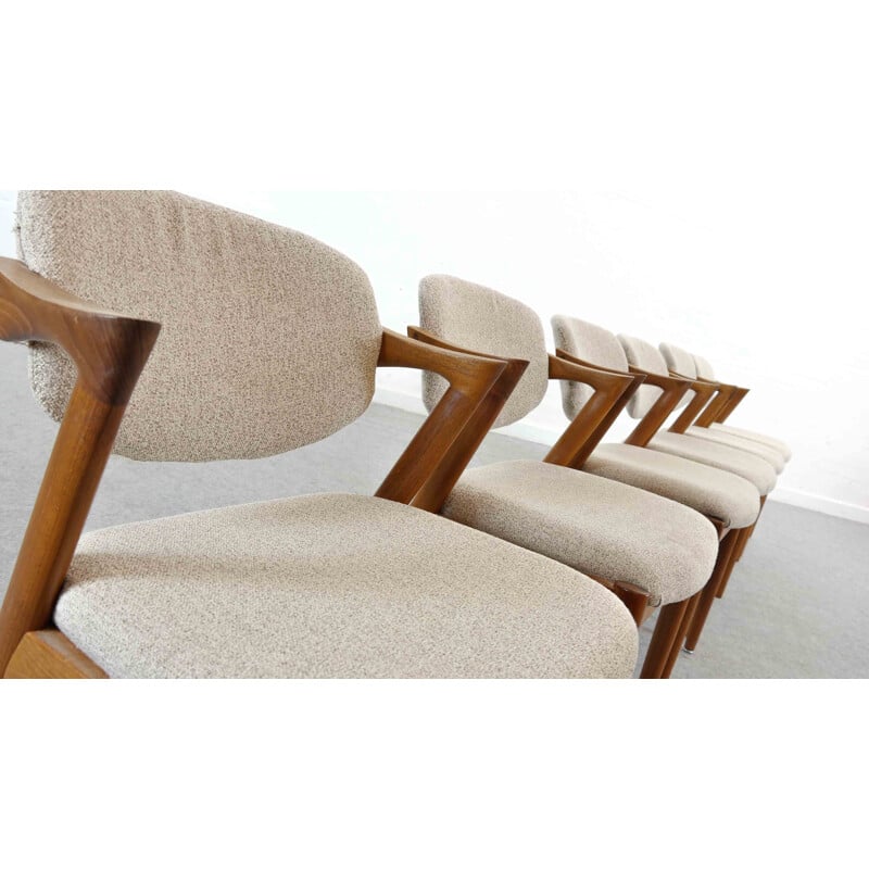 Set of 6 vintage Kai Kristiansen Chairs Model 42 in Teak by SVA Møbler, Denmark 1956