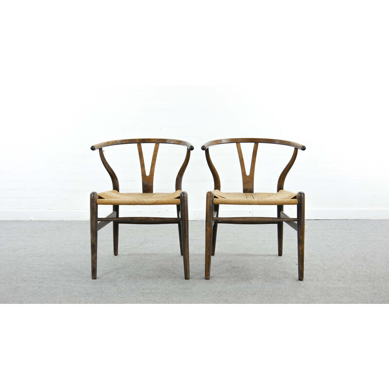 Pair of CH24 Wishone Dining Chairs by Hans Wegner for Carl Hansen, Denmark 1950