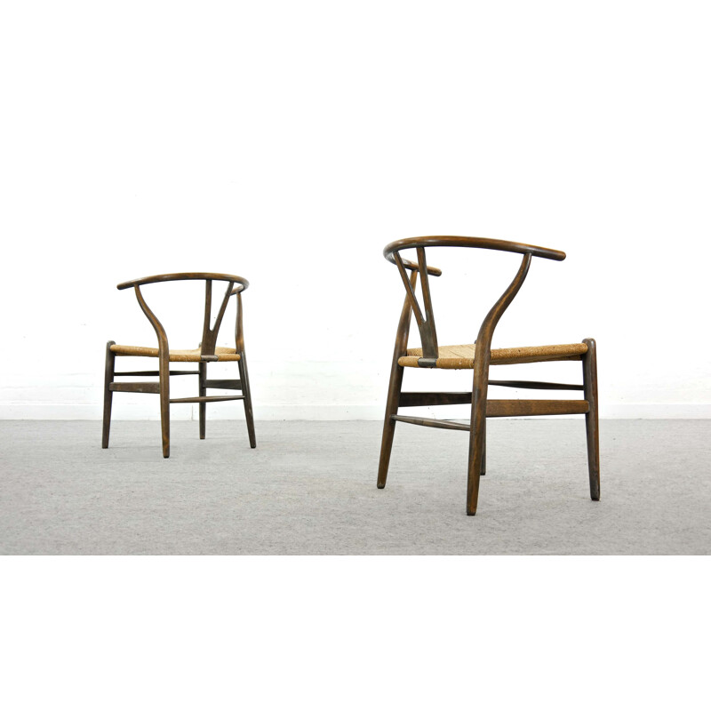 Paire de chaises vintage CH24 Wishone de Hans Wegner pour Carl Hansen, Danemark 1950