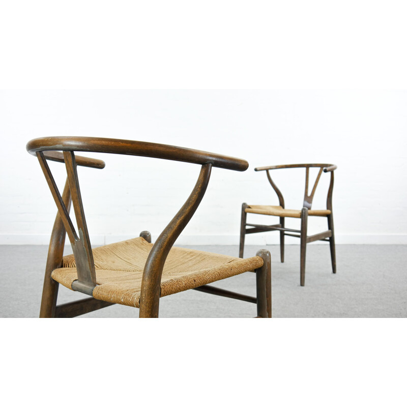 Pair of CH24 Wishone Dining Chairs by Hans Wegner for Carl Hansen, Denmark 1950