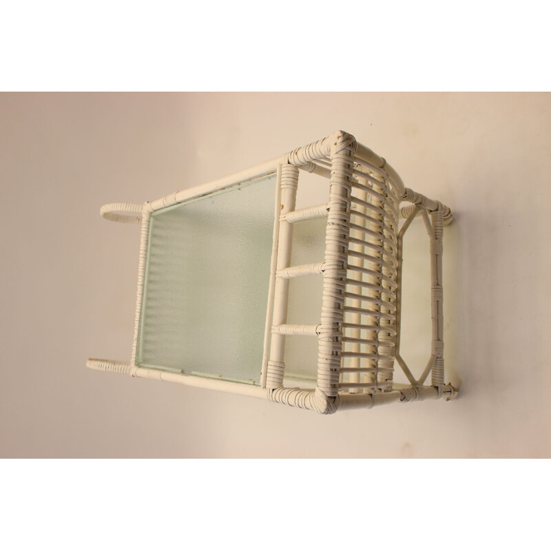 Vintage white rattan trolley