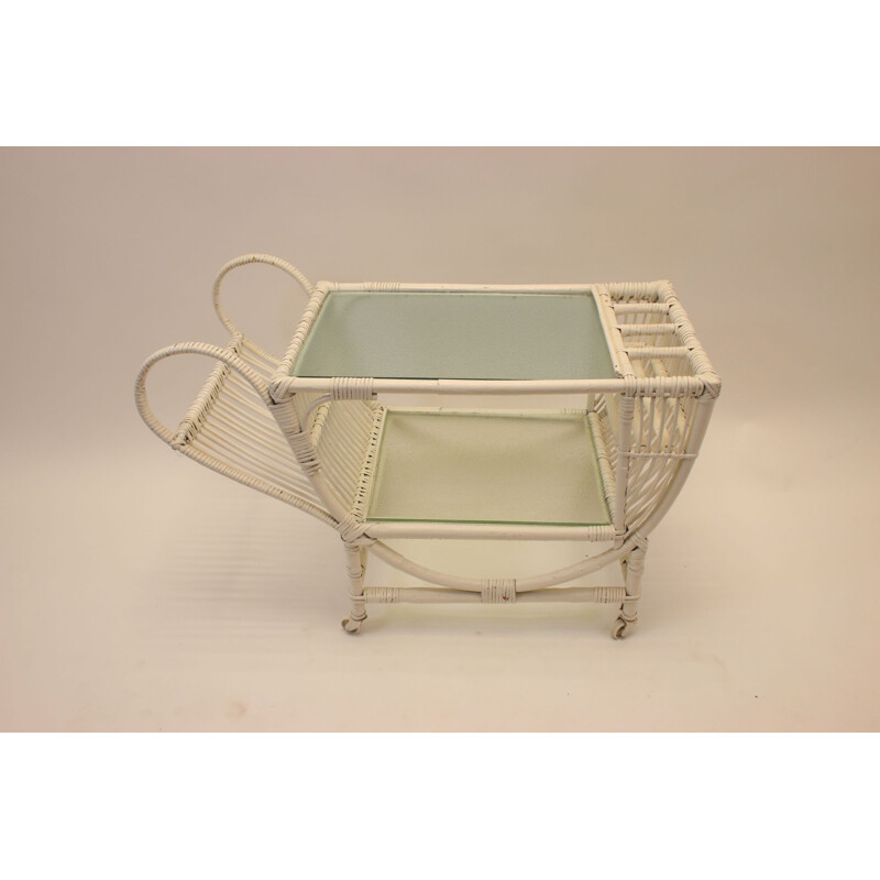 Vintage white rattan trolley