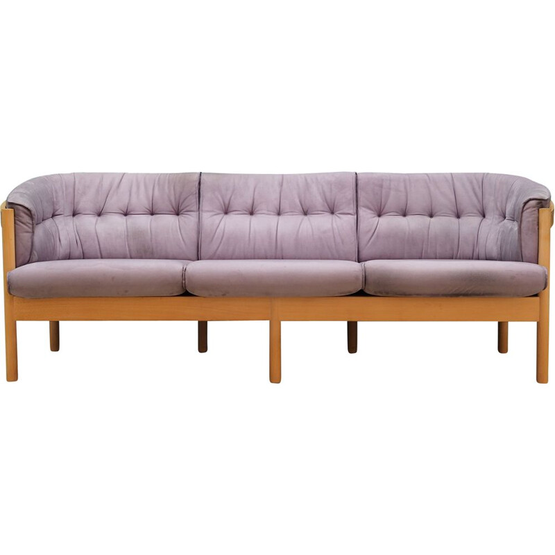 Vintage-Sofa aus grauem Samt Dänisch 1970