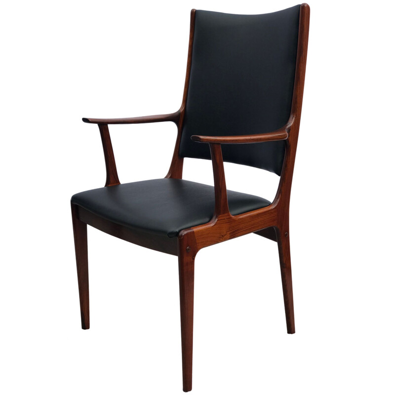 Set of 6 Mid Century  Brazilian Rosewood High Back Dining Chairs by Johannes Andersen for Uldum Danish Møbelfabric