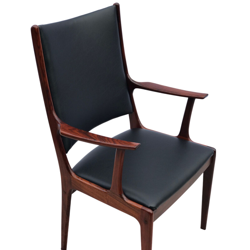 Set of 6 Mid Century  Brazilian Rosewood High Back Dining Chairs by Johannes Andersen for Uldum Danish Møbelfabric