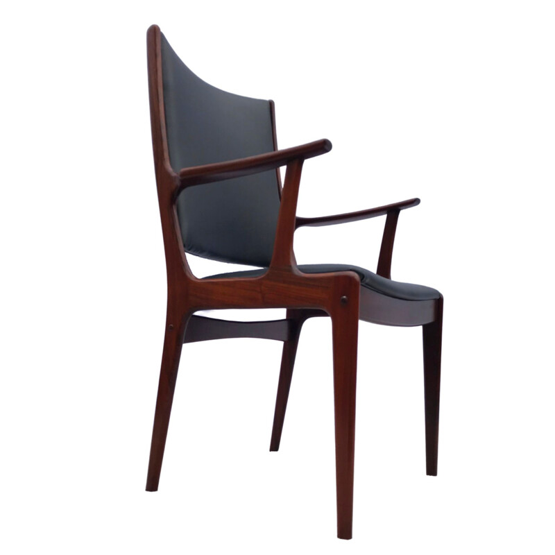 Set of 6 Mid Century  Brazilian Rosewood High Back Dining Chairs by Johannes Andersen for Uldum Danish Møbelfabric