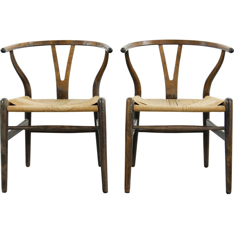 Pair of CH24 Wishone Dining Chairs by Hans Wegner for Carl Hansen, Denmark 1950