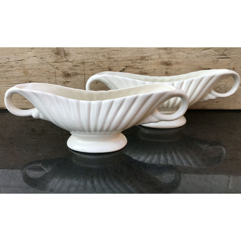 Paire de vases vintage à cheminée blanche par Arthur Wood 760 Angleterre