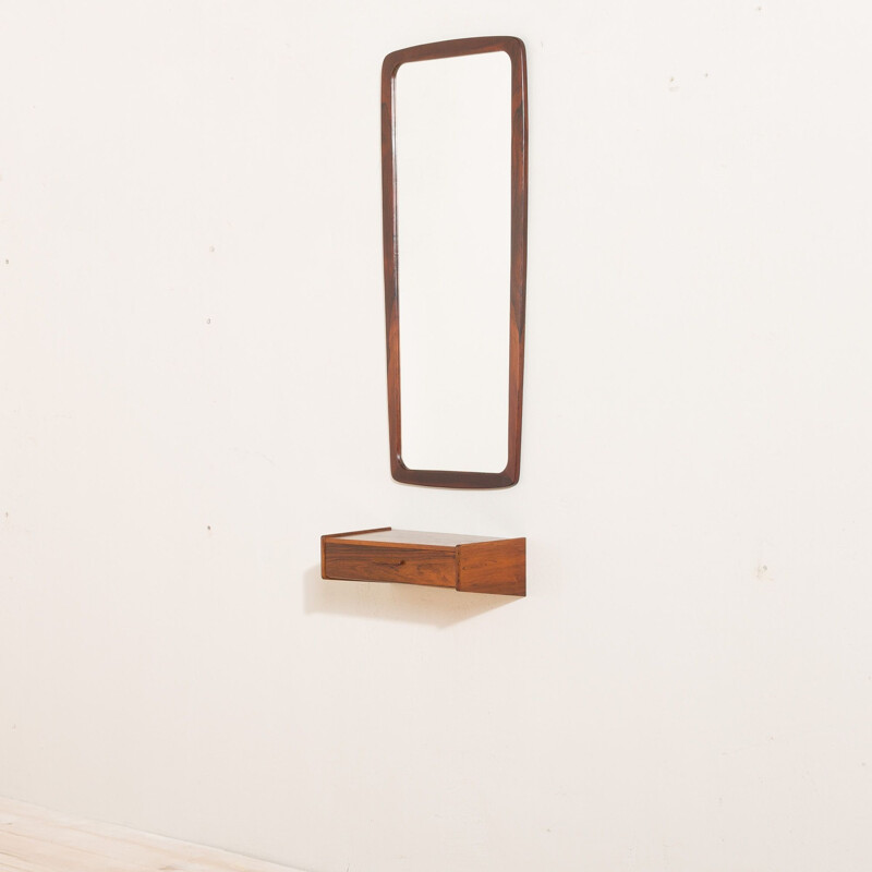 Vintage rosewood mirror with a console Johansen Spejle Danish