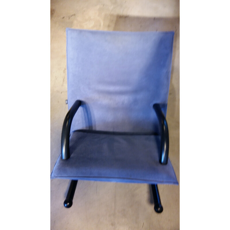 Artflex "T-Line" armchair in blue Alcantara, Burkhard VOGTHERR - 1984