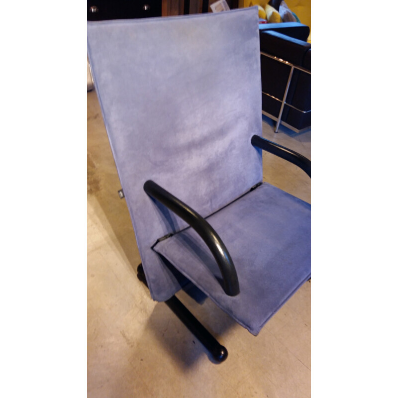 Artflex "T-Line" fauteuil in blauw Alcantara, Burkhard VOGTHERR - 1984