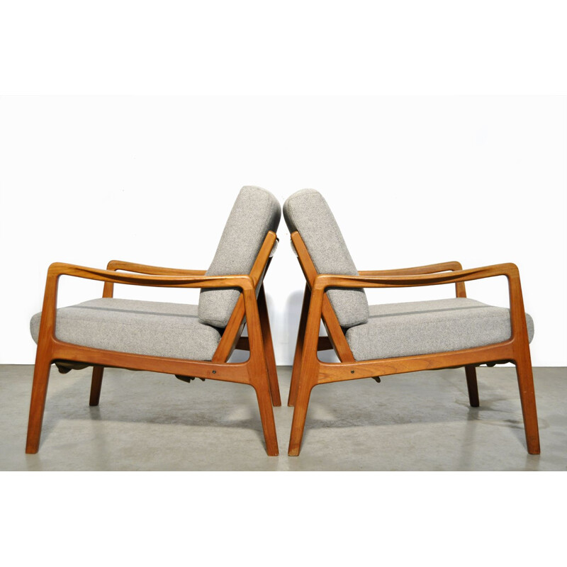 Pair of Mid-century easy chairs fd109 by Ole Wanscher for France & Son teak Danish 1960