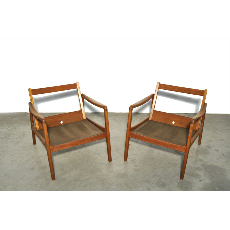 Paire de fauteuils vintage fd109 de Ole Wanscher pour France & Son en teck danois 1960