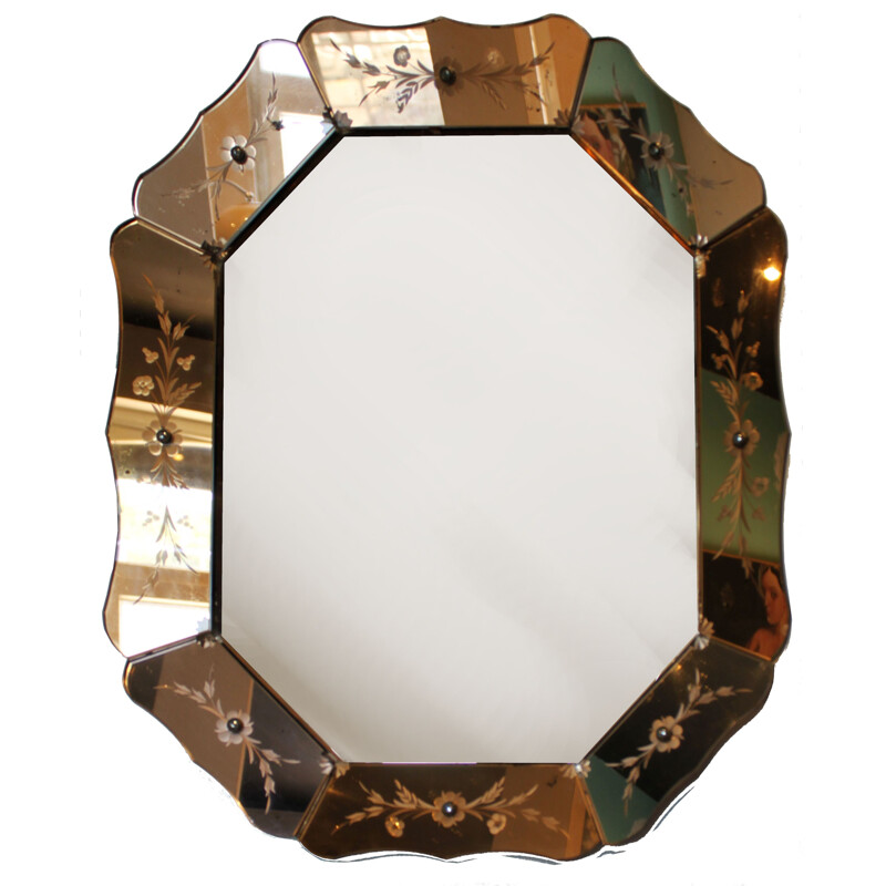 Vintage Venetian octagonal mirror 1950