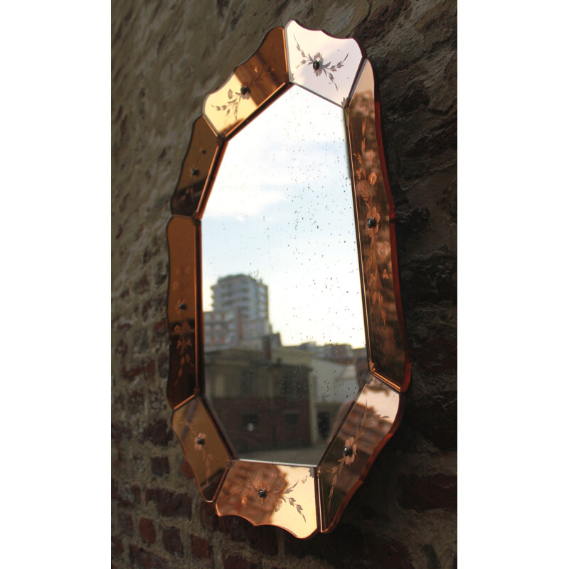 Vintage Venetian octagonal mirror 1950