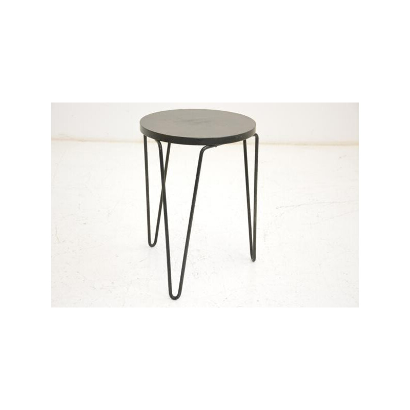 "75" stool in black metal, Florence KNOLL - 1950s