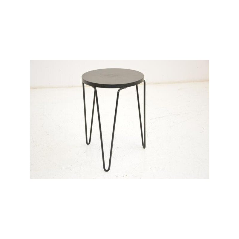 "75" stool in black metal, Florence KNOLL - 1950s