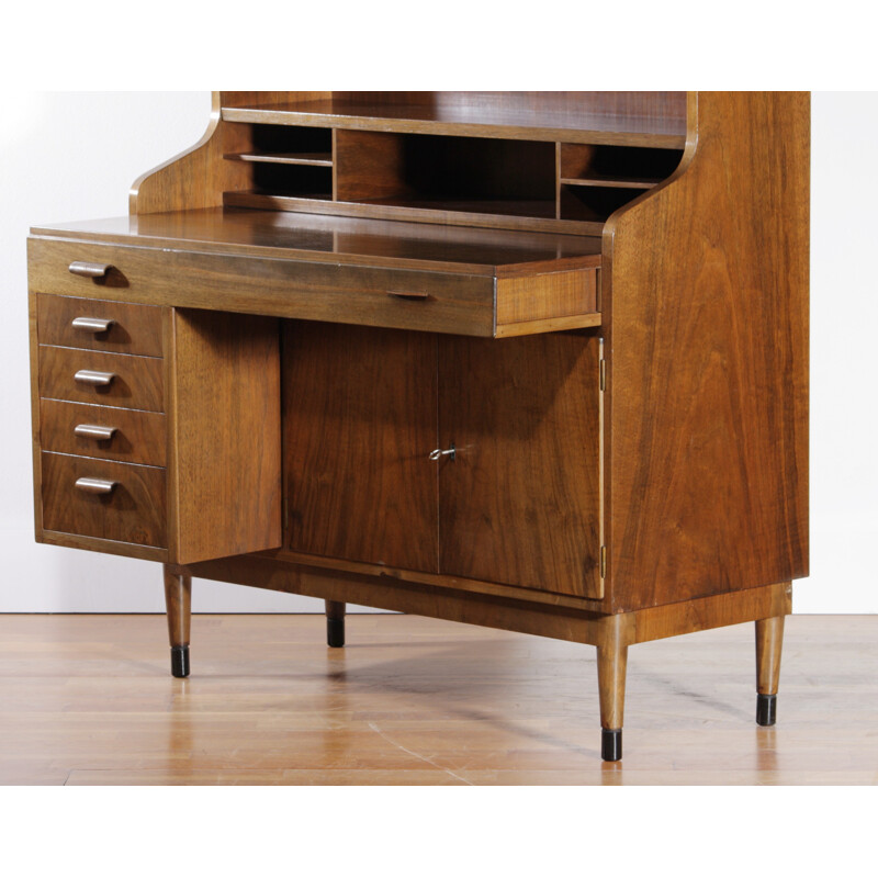 Large mid-century secretary in teak - 1950s