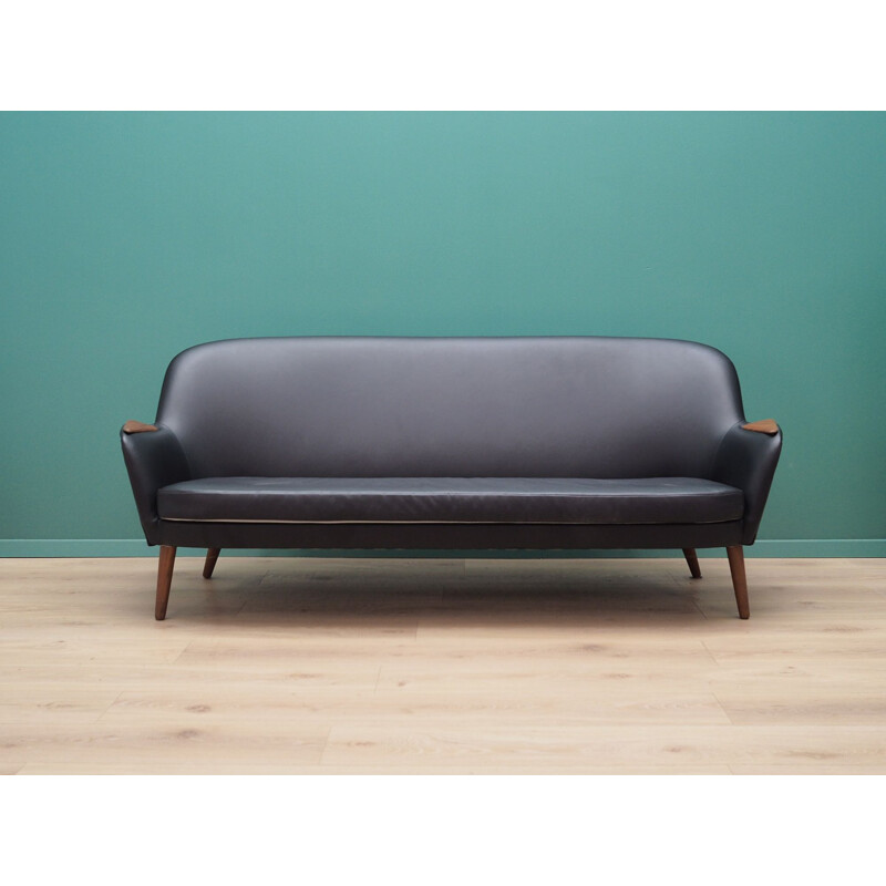 Vintage Sofa black leather Danish 1970