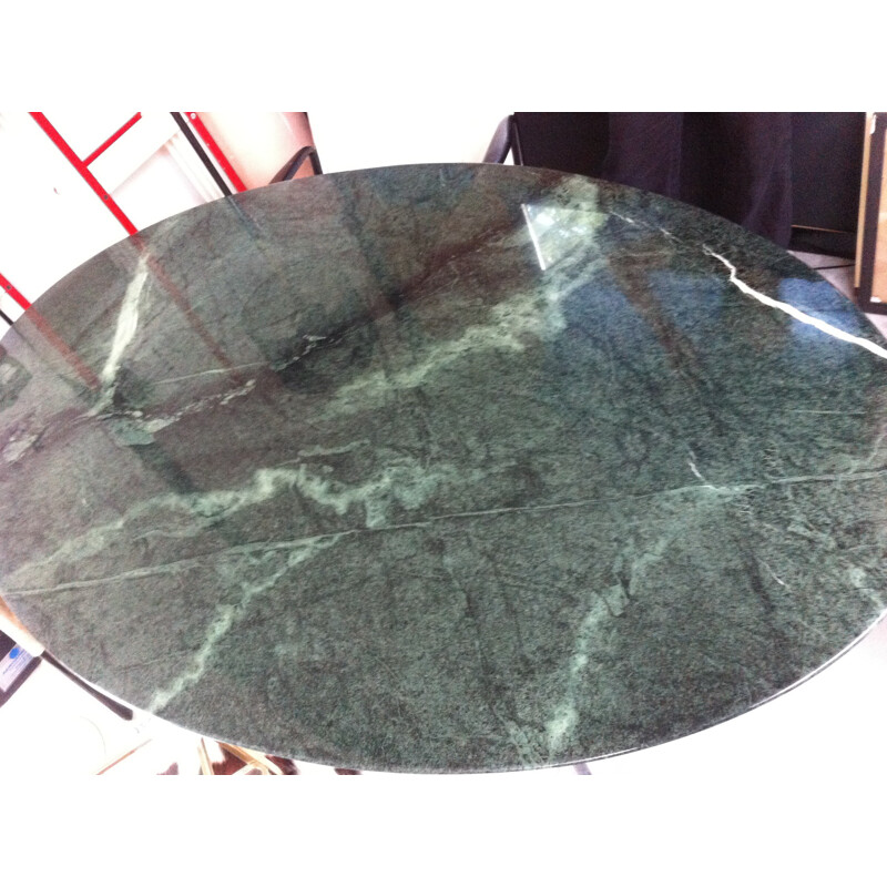 Green Marble oval table, Florence KNOLL - 1980s 